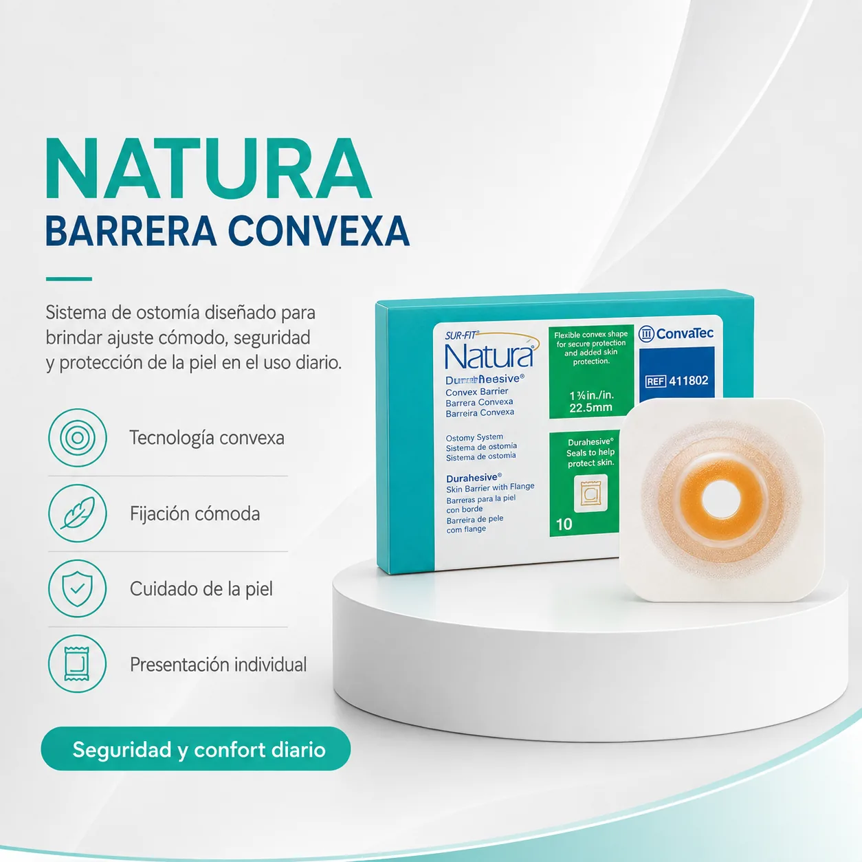 Unidad de Barrera Natura Plana Moldeable Flexible Estoma 22-33MM (aro 45MM Medium) REF.411802 — Ostomía y cuidado de…