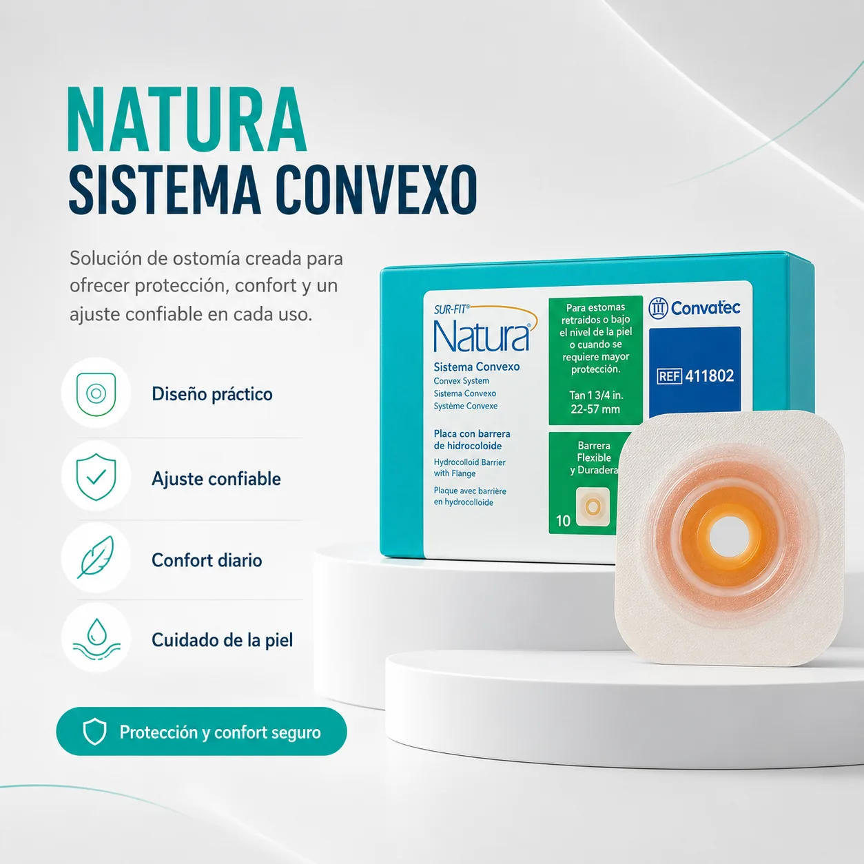 Barrera Natura Plana Moldeable Flexible Estoma 22-33MM (aro 45MM Medium) REF.411802 Caja x 10 Unidades — Ostomía y…
