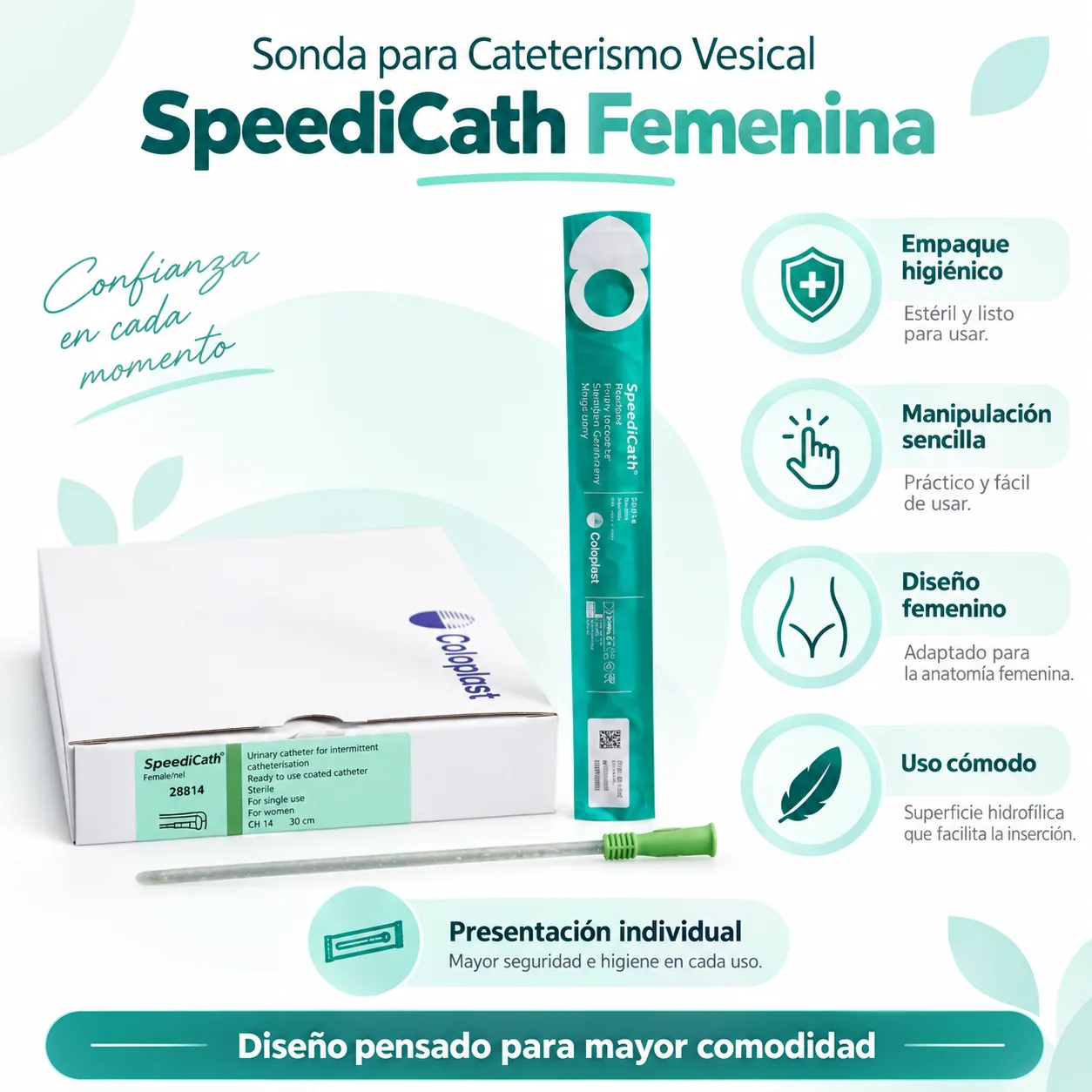 Sonda para Cateterismo Vesical Speedicath Femenina 14FR Caja x 30 Unidades — Insumos médicos