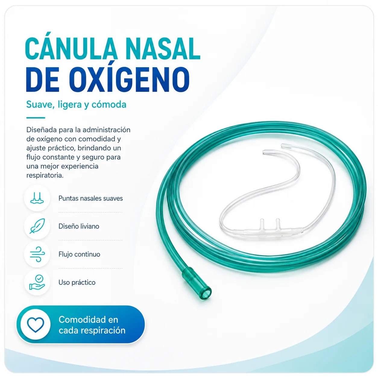 Canula Nasal Adulto Manguera de 2.10 Mts Alto Flujo — Terapia respiratoria