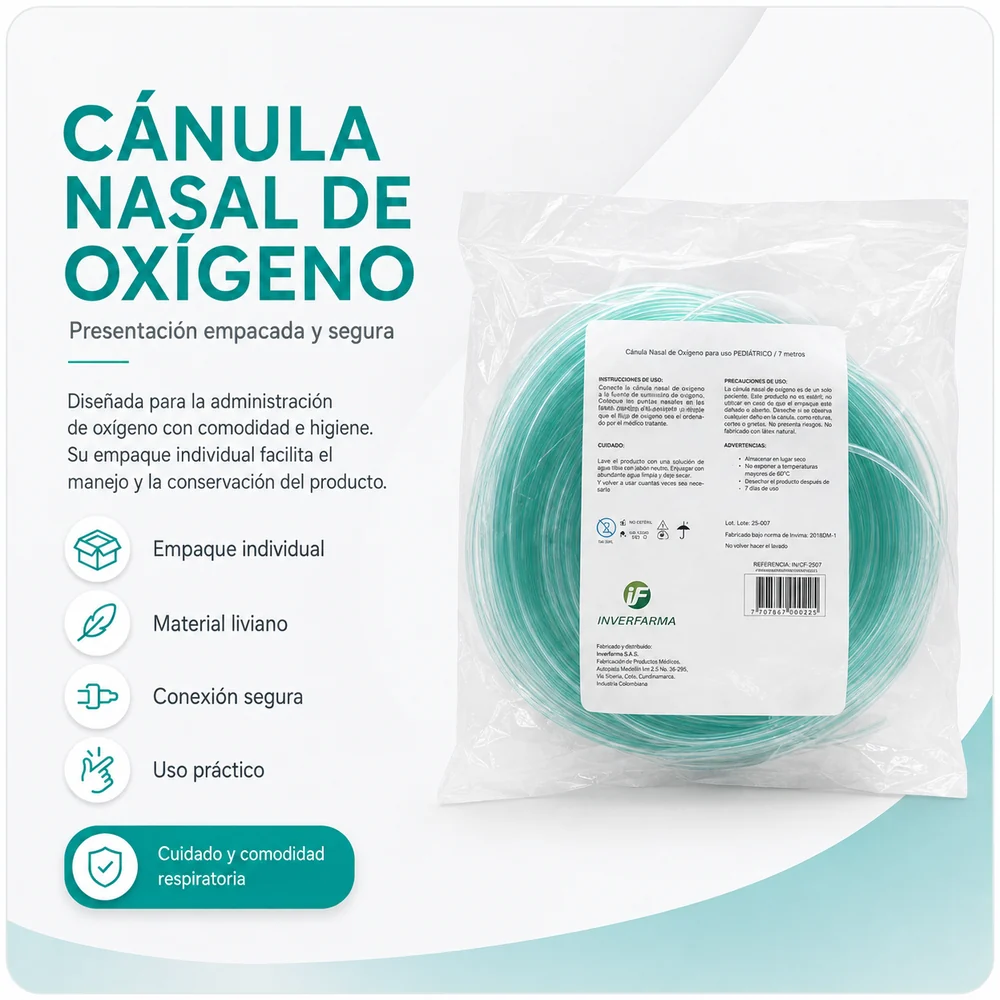 Canula Nasal 7 Mts Pediatrico Inverfarma — Terapia respiratoria