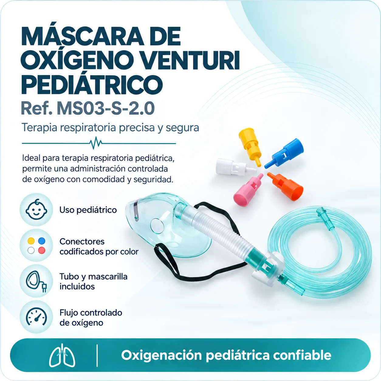 Máscara de Oxígeno Venturi Pediátrico Ref. MS03-S-2.0 — Terapia respiratoria