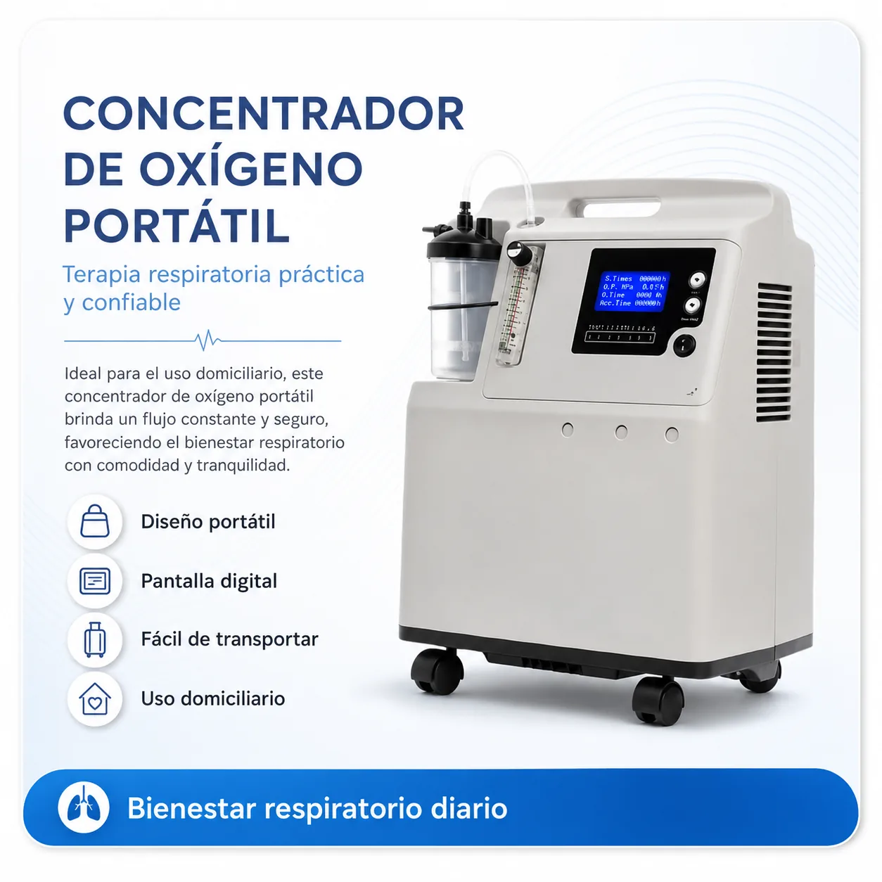 Concentrador de Oxigeno Longfian Alto Flujo 0-5 Lpm REF.JAY-5AW — Equipos médicos