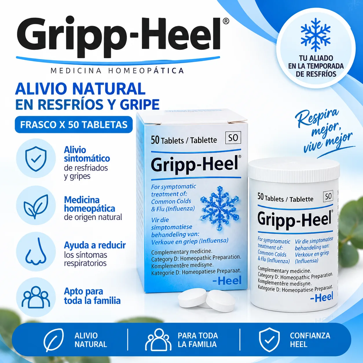 GRIPP HEEL FRASCO x 50 TABLETAS — Terapia respiratoria