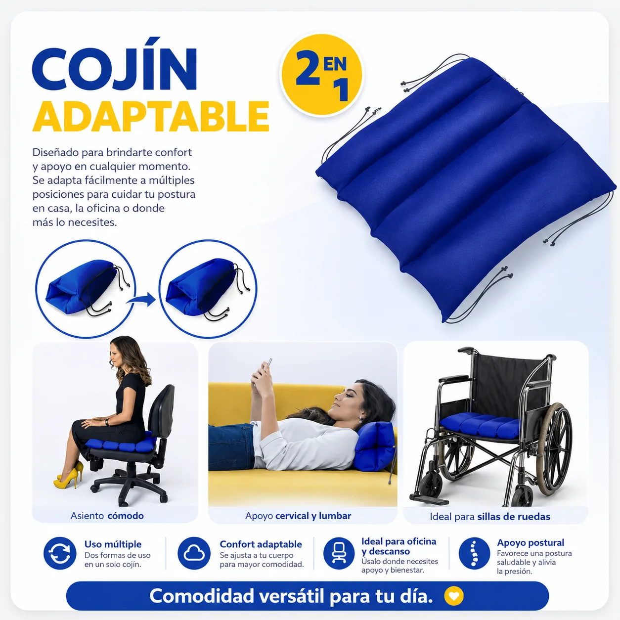 Cojin Silla Adaptable 2 en 1 40CM x 40 CM — Adulto mayor