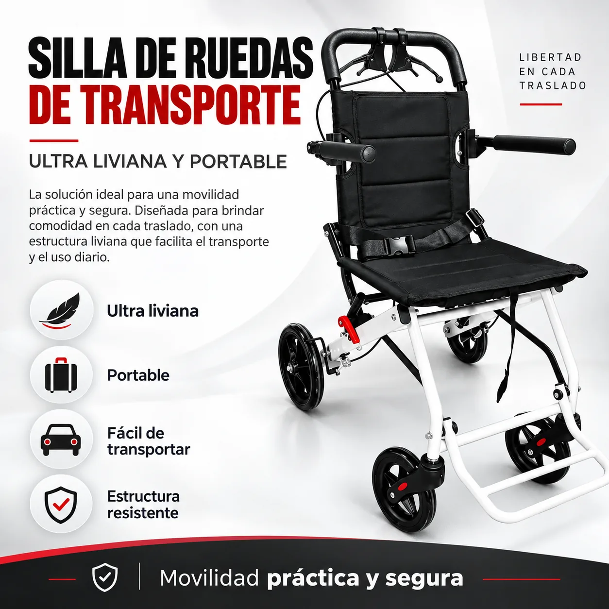 SILLA DE RUEDAS DE TRANSPORTE ULTRA LIVIANA Y PORTABLE KY9006L-8 — Movilidad