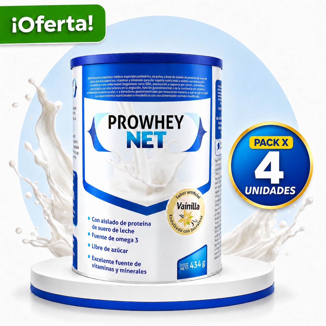 PROWHEY NET LATA 434 GRAMOS OFERTA X 4 UNIDADES