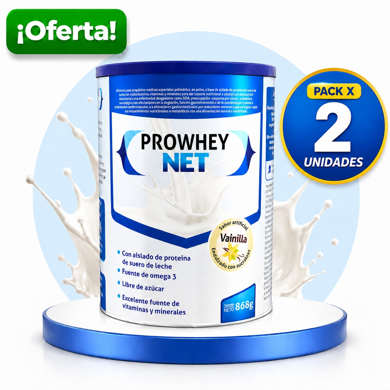 PROWHEY NET LATA 868 GRAMOS OFERTA PACK X 2 UNIDADES
