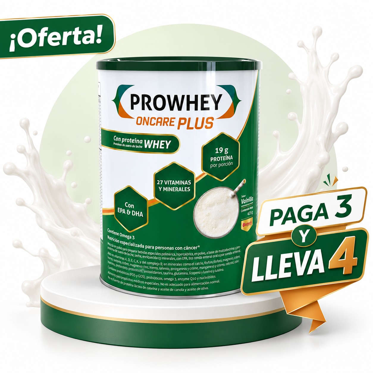 PROWHEY ONCARE PLUS LATA X 415 GRAMOS OFERTA PAGUE 3 LLEVE 4